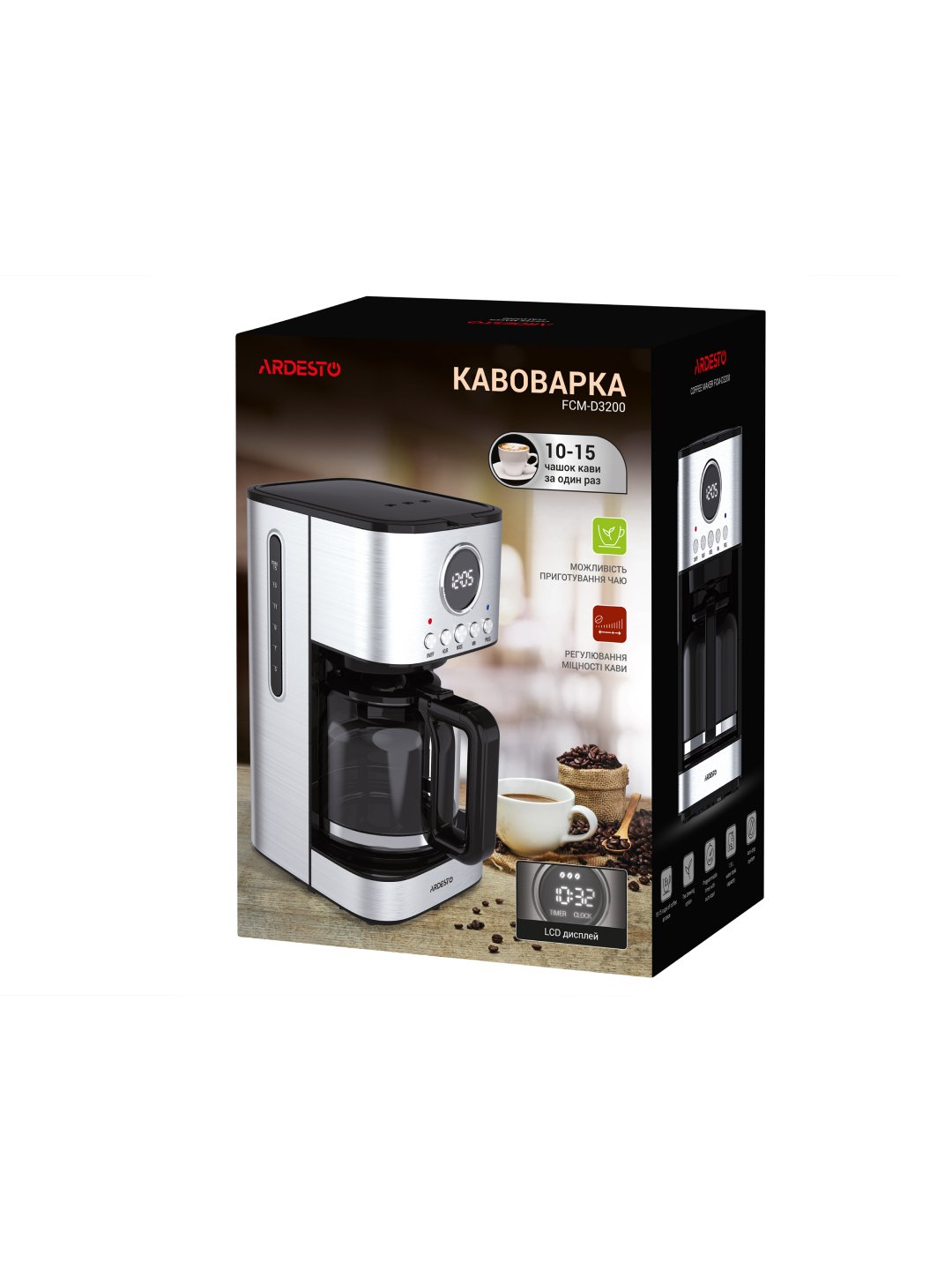 Tomchilatib kofe qaynatgich Ardesto FCM-D3200 - 900Вт / suv ombori 1,5 (FCM-D3200)