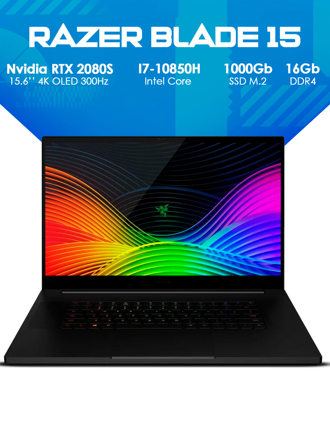 Noutbuk RAZER B15A I7 10850H 16GB 1000GB SSD RTX2080S 8GB 15.6" TOUCH 4K OLED W10