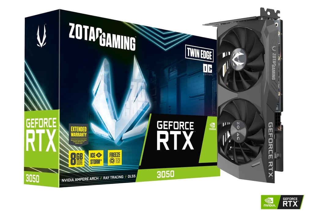 ZOTAC GAMING GeForce RTX 3050 egizak qirrasi OC
