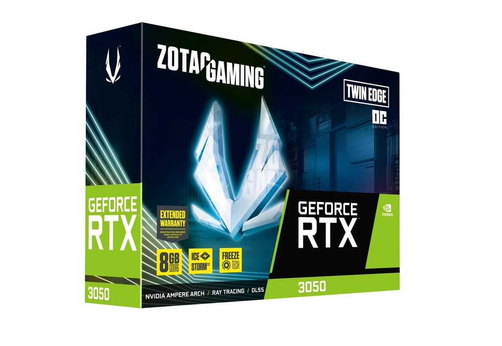 ZOTAC GAMING GeForce RTX 3050 egizak qirrasi OC