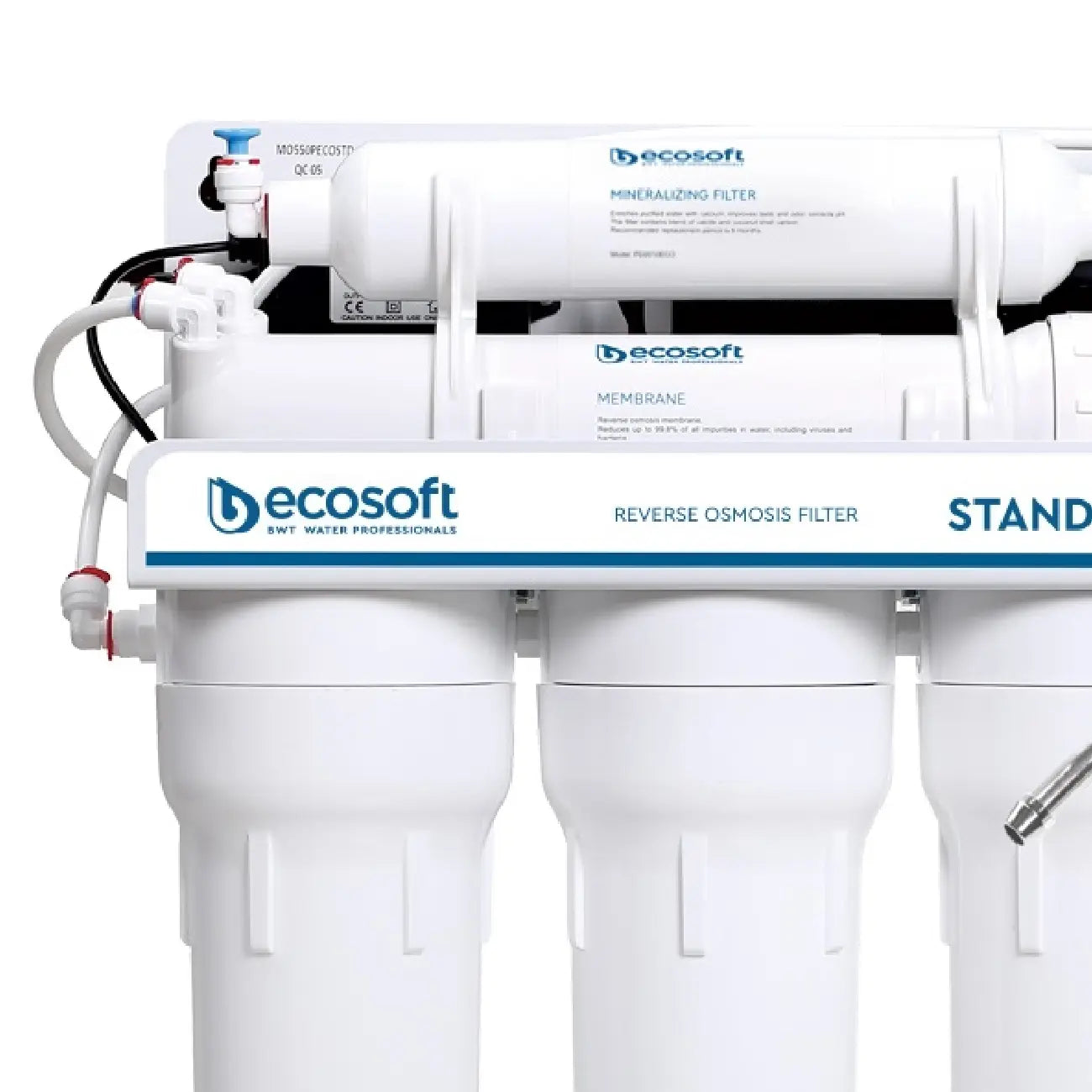 Teskari osmos filtri Ecosoft Standard 5-50P, nasos va mineralizator bilan (1 uglerod kartrij, oddiy)