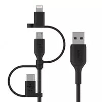 Universal kabel "Belkin" USB 2.0 Micro USB/USB-C/ Lightning ulagichlari, 1,2 m