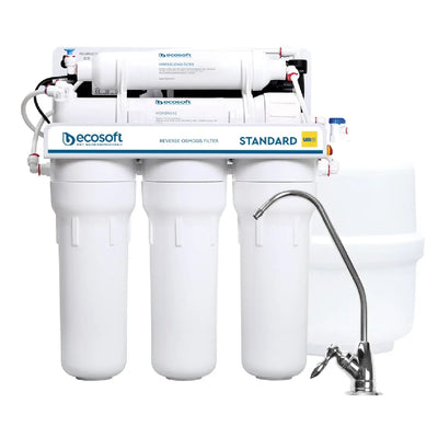 Teskari osmos filtri Ecosoft Standard 5-50P, nasos va mineralizator bilan (1 uglerod kartrij, oddiy)