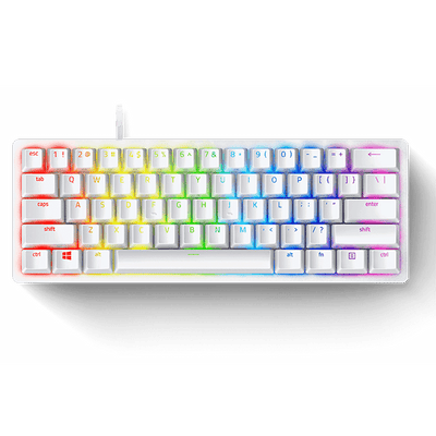 Razer Huntsman mini Mercury Ed o'yin klaviaturasi. I Purple Switch I USB I US I RGB I White