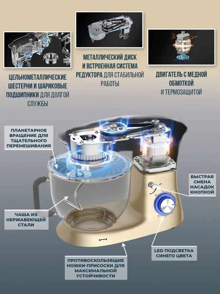 MOJO Statsionar Mikser 1400 W 7 l, akses. 3 dona UME-445