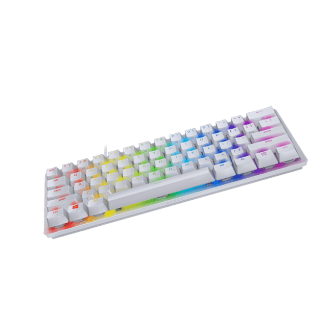Razer Huntsman mini Mercury Ed o'yin klaviaturasi. I Purple Switch I USB I US I RGB I White