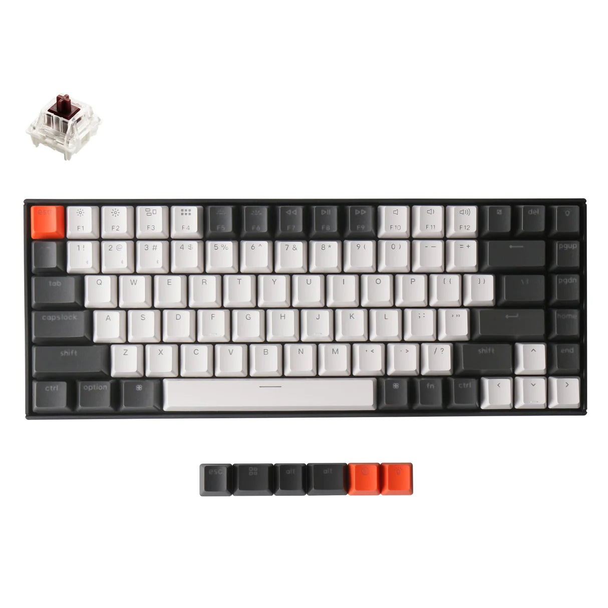 Klaviatura Keychron K2 84 Key Aluminum Frame HotSwappable Gateron Mechanical Keyboard RGB Brown Russian Layout