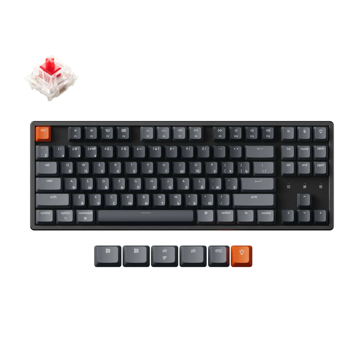 Keychron K8 87 Key Gateron White LED Red klaviaturasi