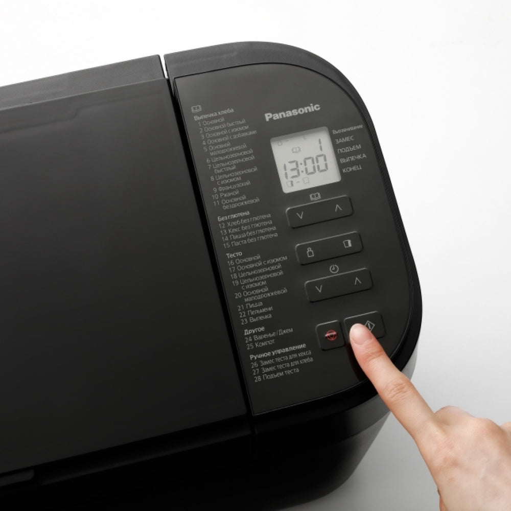 Non ishlab chiqaruvchi Panasonic 550W, dasturlar-28, maksimal vazn -1,25kg, shakli-to'rtburchak, plastmassa, qora