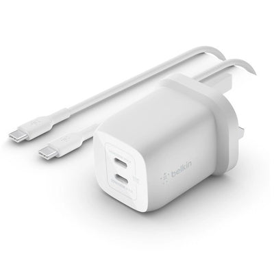 Belkin Home Charger 65W GAN PD PPS Dual USB-C - USB-C 2m tarmoq zaryadlovchi