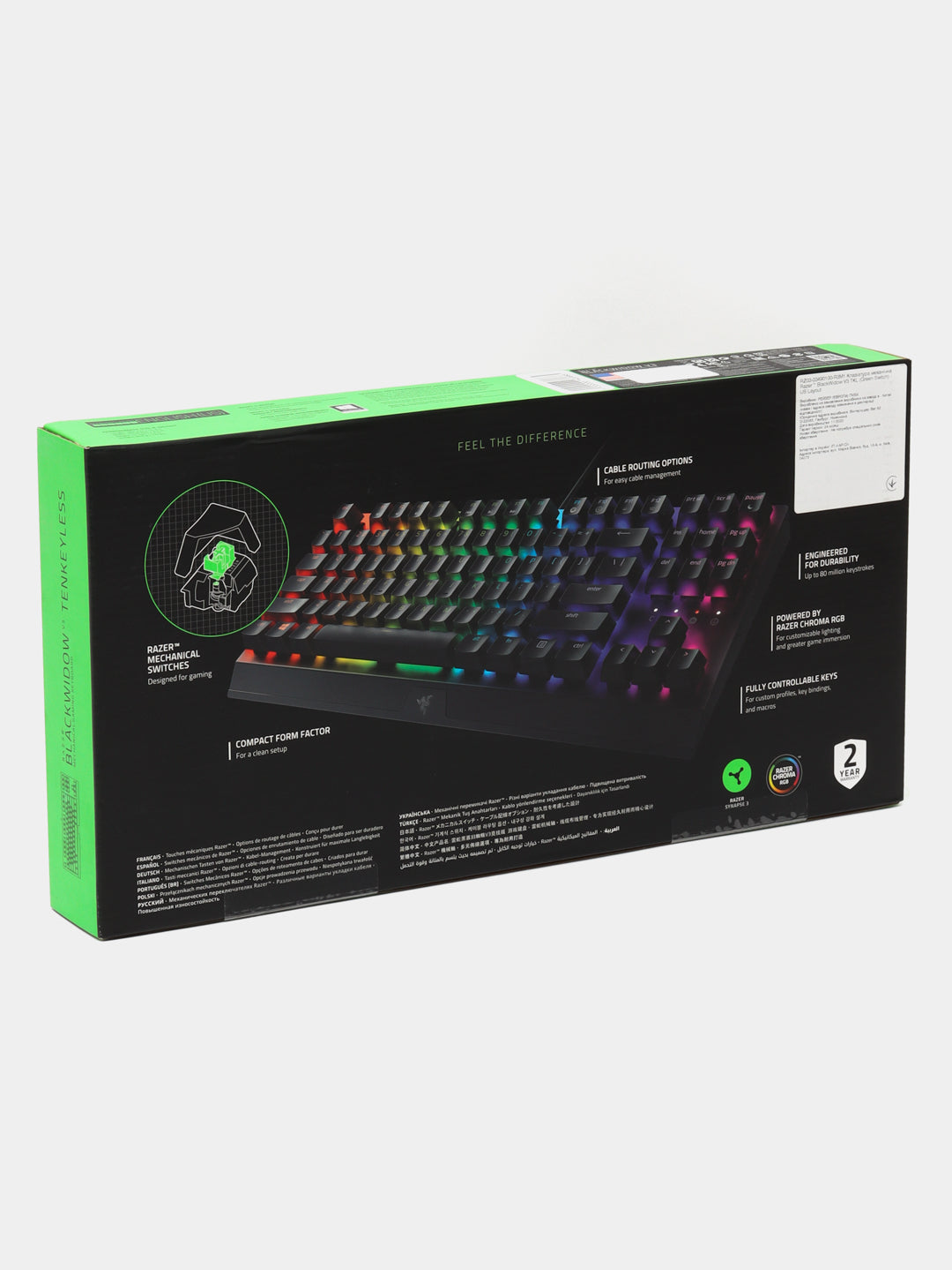 Klaviatura Razer BlackWidow V3 TKL RZ03-03490100-R3M1, Green Switch US