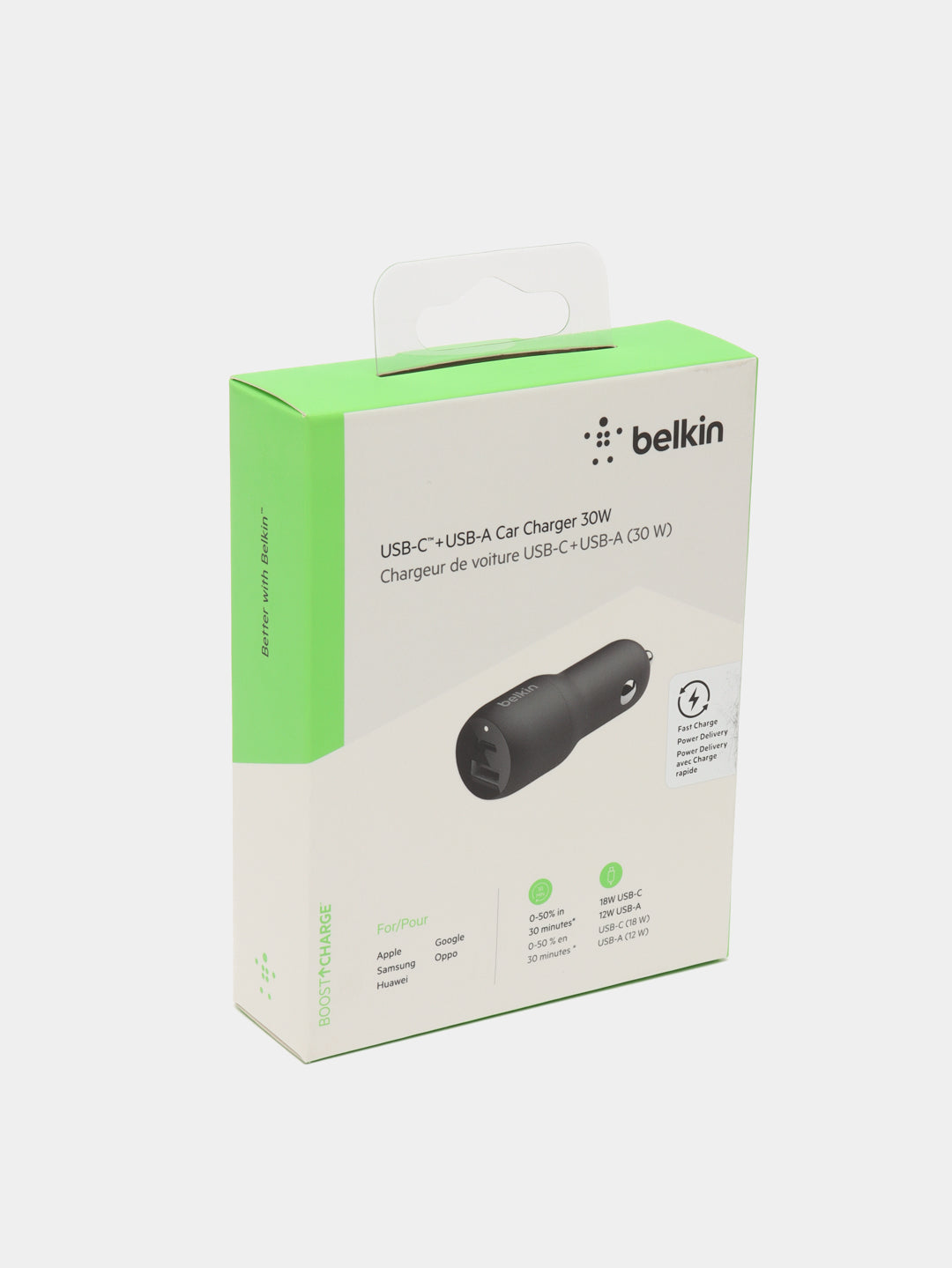 Avtomobilda zaryadlovchi vosita Belkin Car Charger 18 Vt, qora