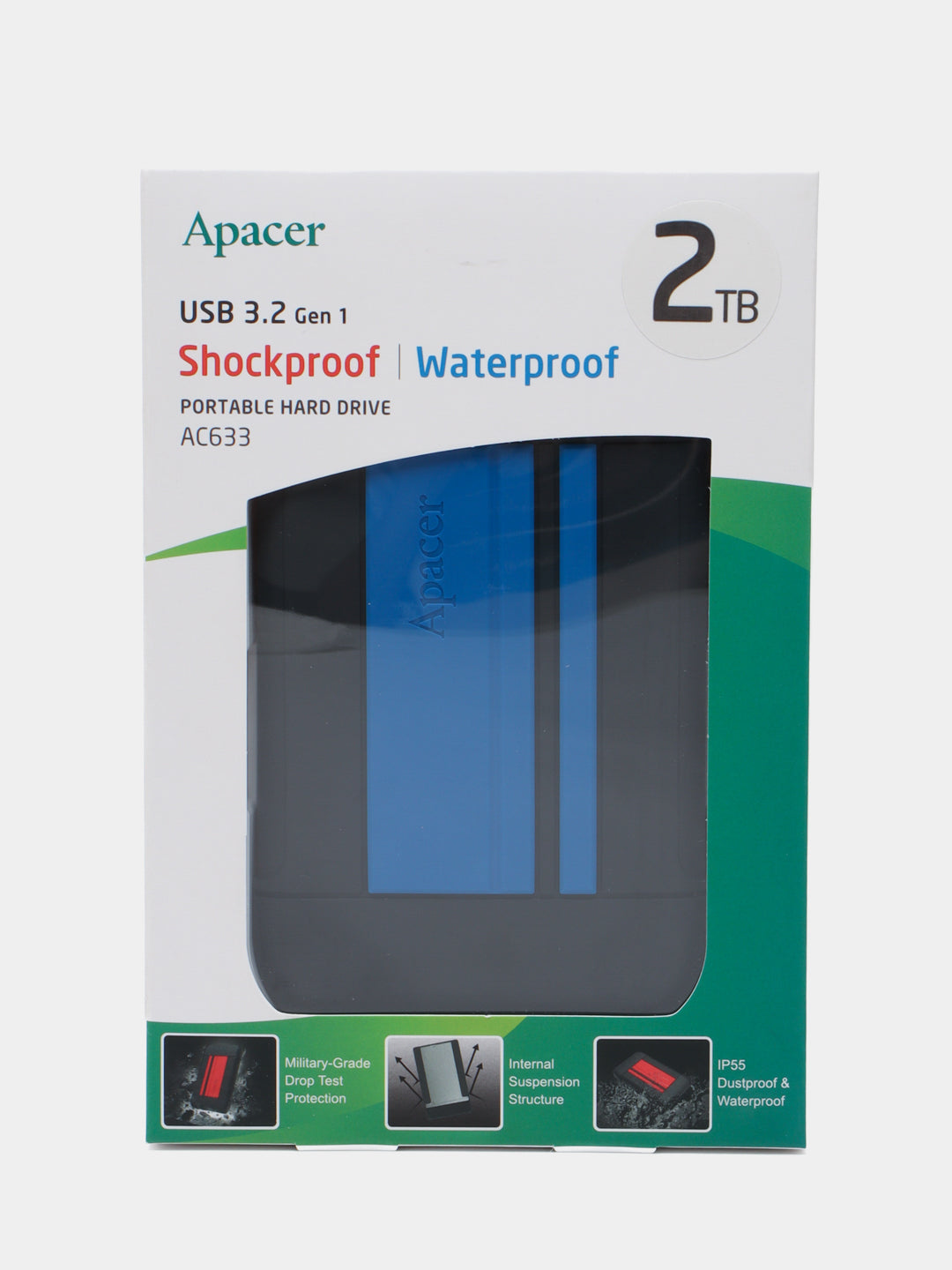 Tashqi qattiq disk Apacer 2TB AC633 IP55, ko'k "AP2TBAC633U-1"
