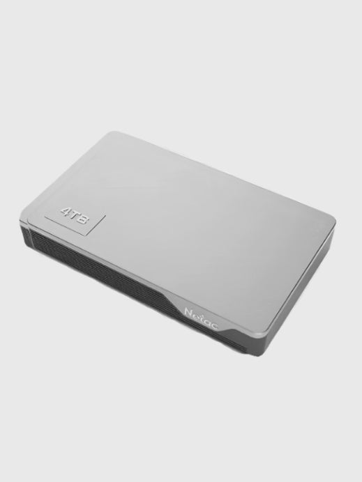 Tashqi qattiq disk Netac 1TB, 2TB, 4TB USB 3.0 K338, metall kumush kulrang NT05K338N-004T-30SL