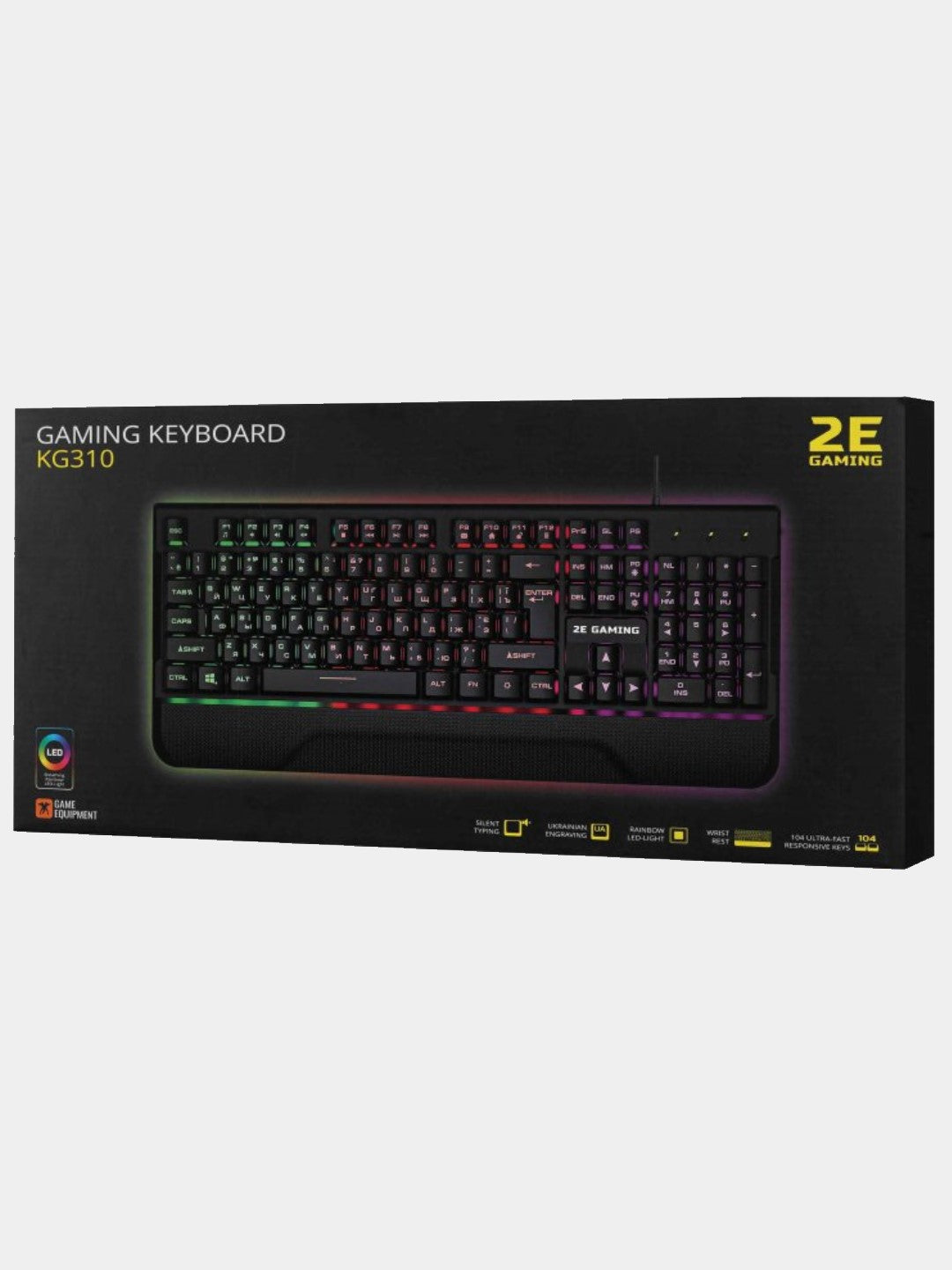 O'yin uchun klaviatura 2E GAMING KG310, LED, USB, Black, 2E-KG310UB