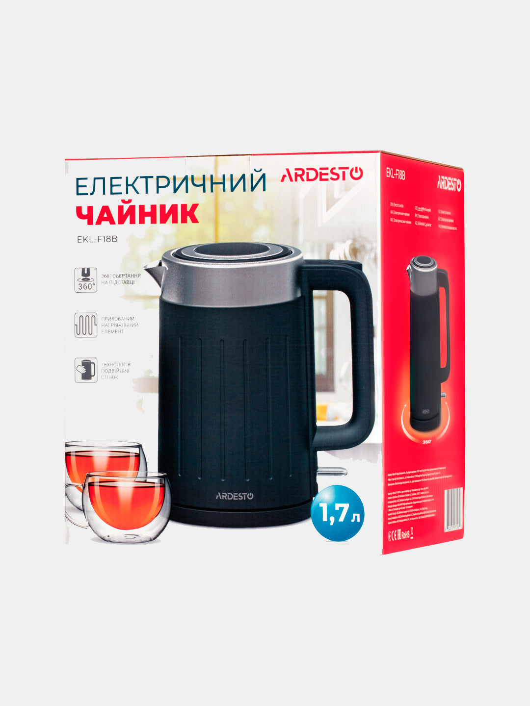 Elektr choynak Armesto ECL-F18B EKL-F18B, qora, 1.7 litr