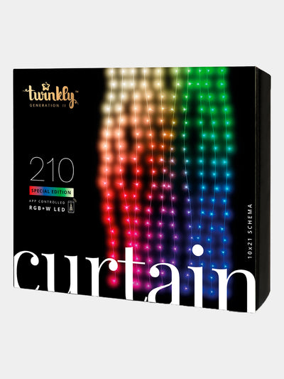 Smart LED Garland Twinkly Curtain RGBW 210, Gen II, IP44, 1.45м*2.1м, shaffof kabel