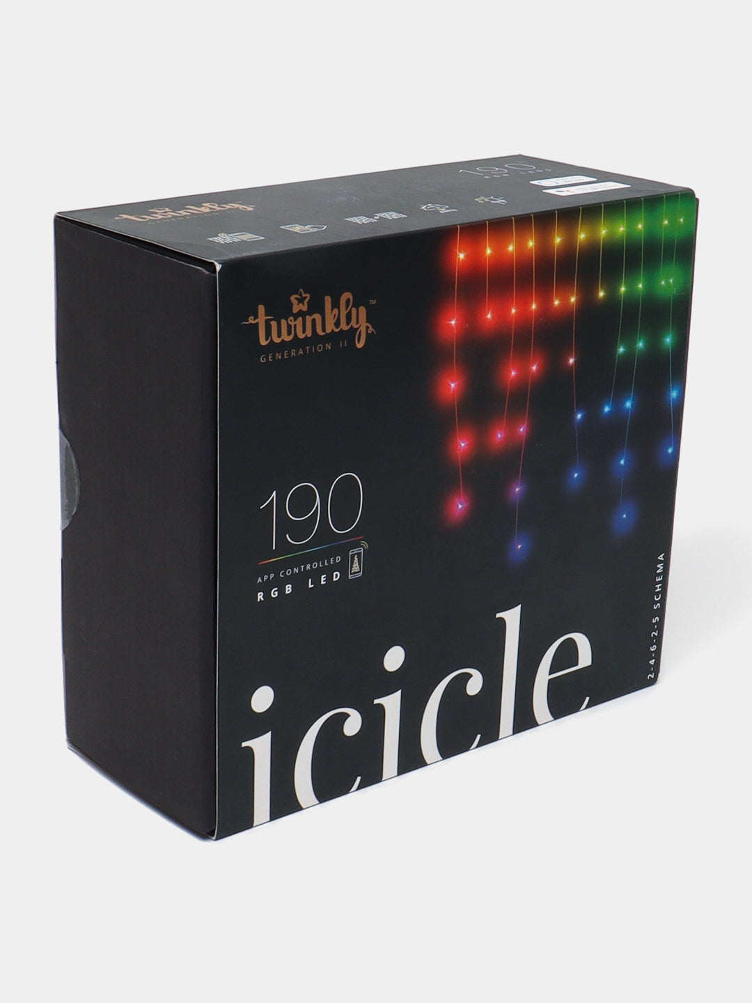 Girlyanda Smart LED Twinkly Icicle RGB/RGBW/AWW 190, Gen II, IP44, uzunligi 5 m