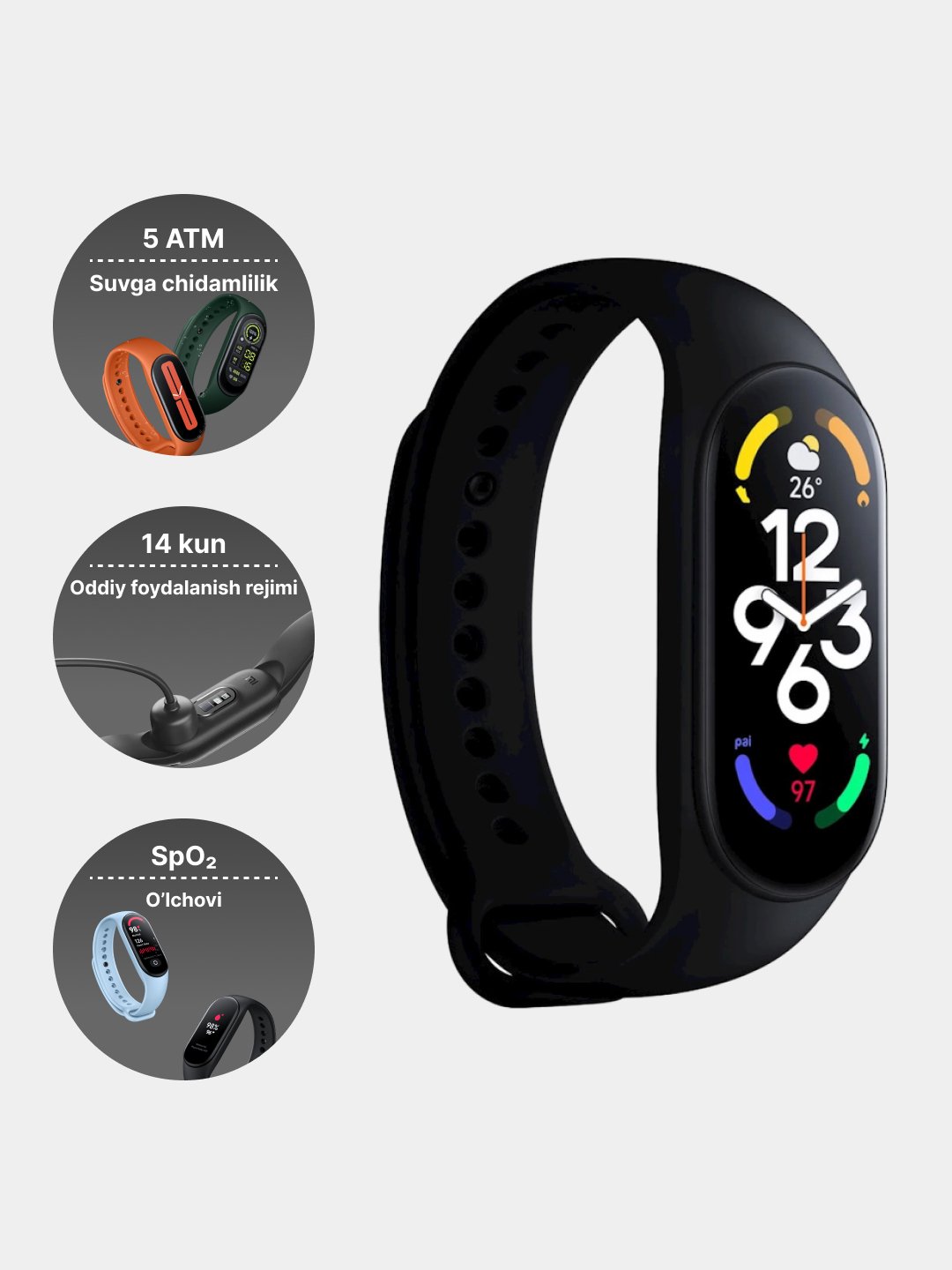 Fitness-bilaguzuk Xiaomi Mi Smart Band 7, smart soat Global