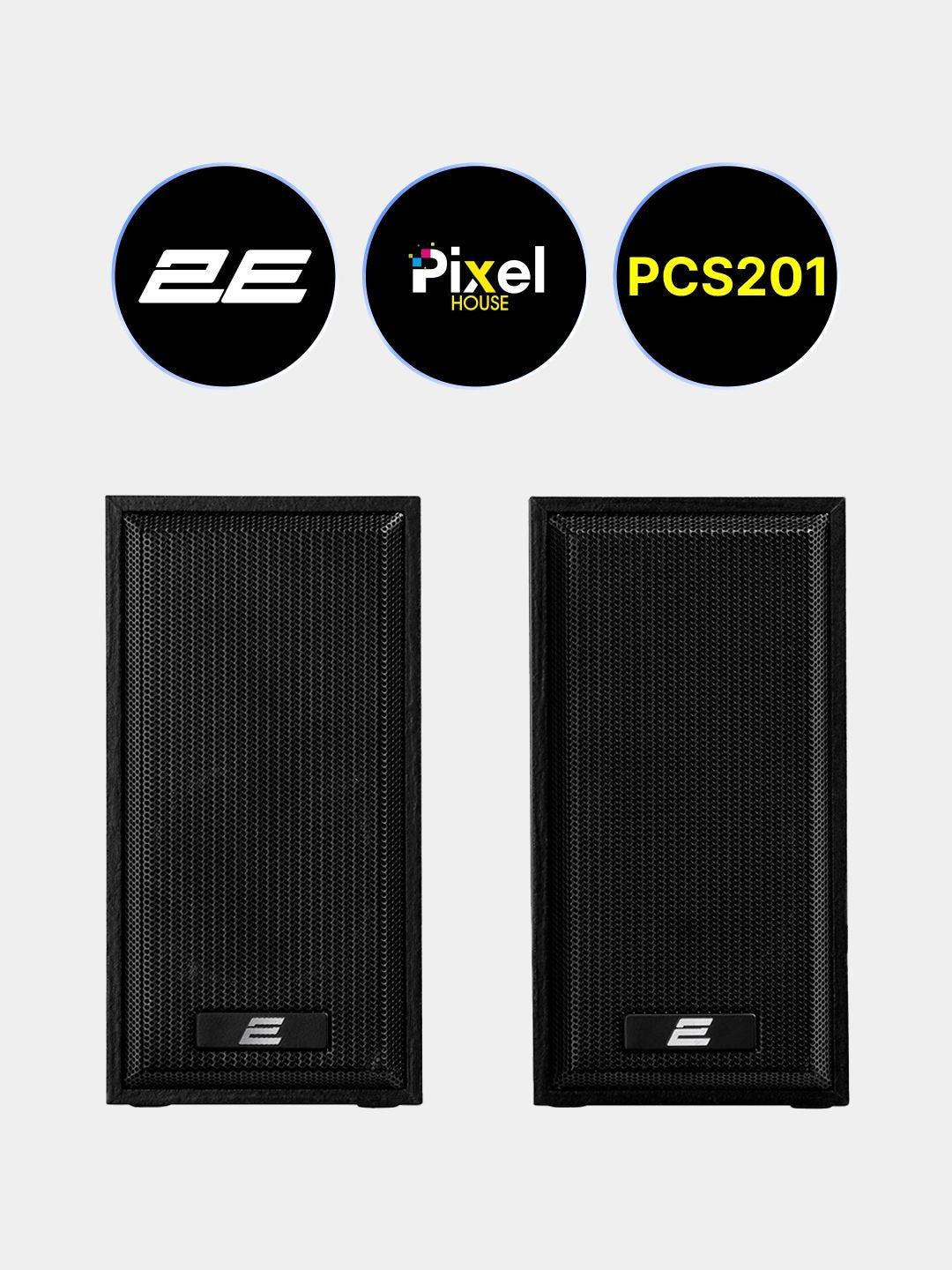 Kompyuter karnaylari, simli 2e shaxsiy kompyuter karnayi PCS201, 2.0, USB, qora yog’och