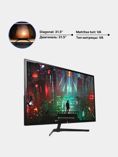 Monitor 2E C3220B, 31.5" VA-matritsali, 1920 * 1080 FHD, 75 Hz