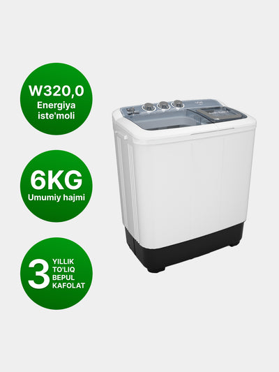 Yarim avtomatik kir yuvish mashinasi Artel TE60L, 6 kg