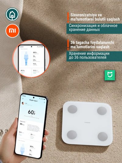 Aqlli tarozi Xiaomi Mi Body Composition Scale S400, 25 ta tana va sog'lik ko'rsatkichlari