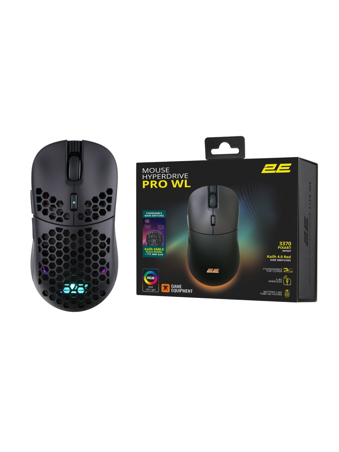 Simsiz o'yin sichqoni 2E GAMING Mouse HyperDrive Pro WL, RGB