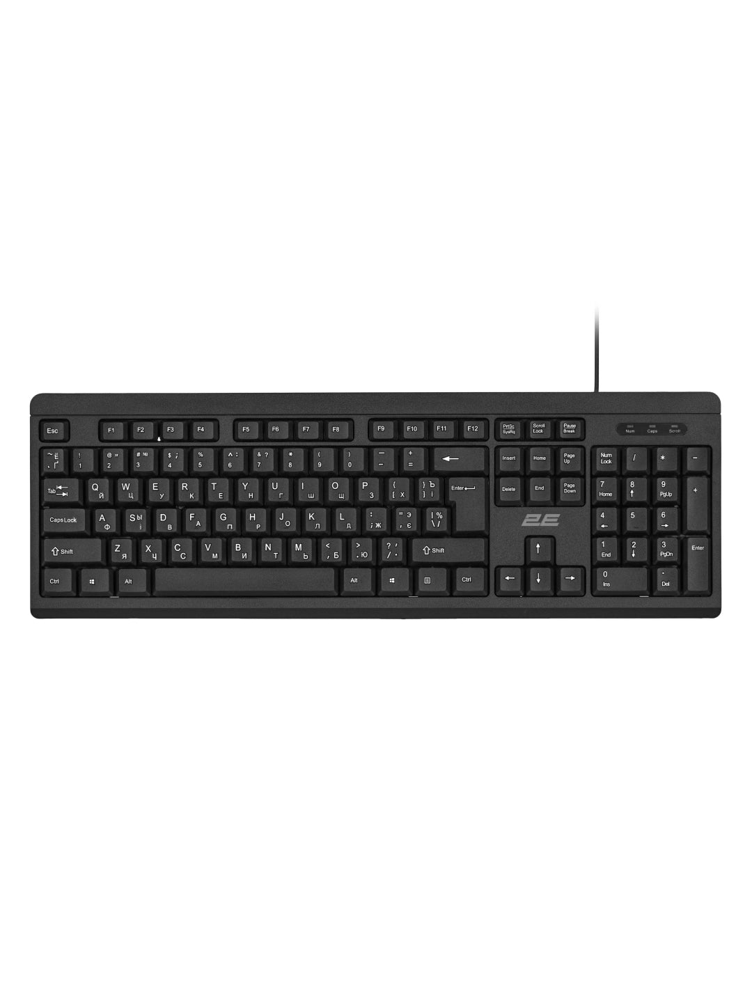 Simli membranali klaviatura 2E KS108 USB qora (2E-KS108UB)