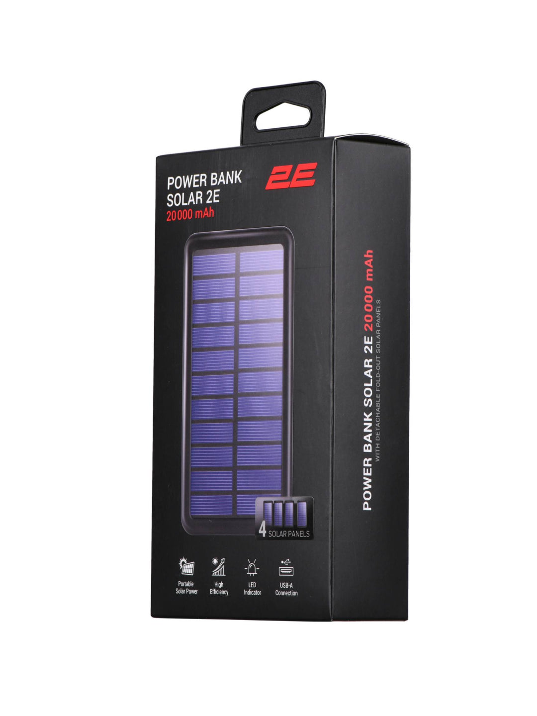 Power Bank quyosh batareyasi bilan 2E Solar 20000mAh, 2E-PB2013-qora