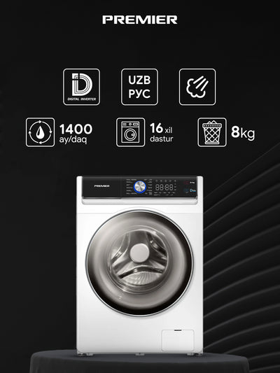 Kir yuvish mashinasi Premier PRM-80TC-08SF14508D-W/EG, 8 kg