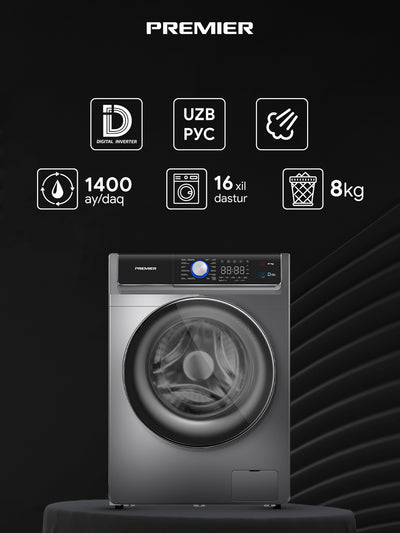 Kir yuvish mashinasi Premier PRM-80TC-08SF14508D-W/EG, 8 kg