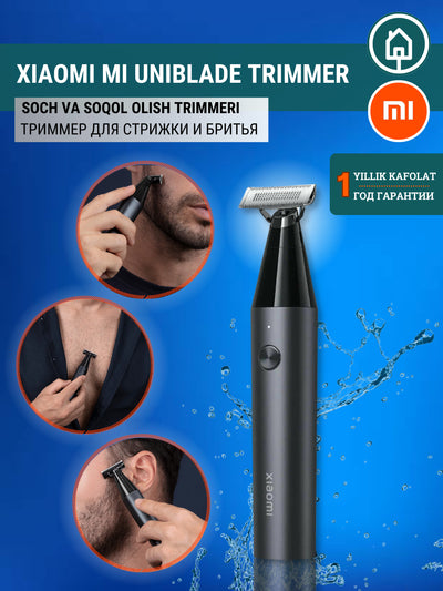 Soch va soqol olish ucun trimmer Xiaomi Mi UniBlade Trimmer, barcha soch turlari uchun