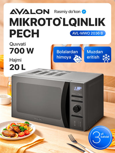 Mikroto'lqinli pech AVALON AVL-MWO 2036 B (20 litr)