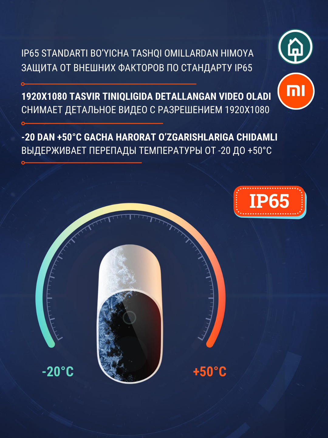 Kocha IP kamerasi Xiaomi Mi Wireless Outdoor Security Camera 1080p Mini, uy va ofis uchun