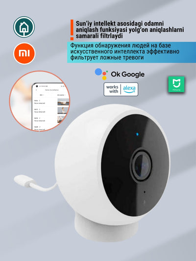 Aqlli videokamera Xiaomi Mi Camera 2 Magnetic Mount 2K Global, magnit ornatgichli