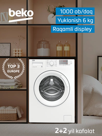 Beko WRE6512BWW kir yuvish mashinasi, 6 kg, 1000 ob/daq