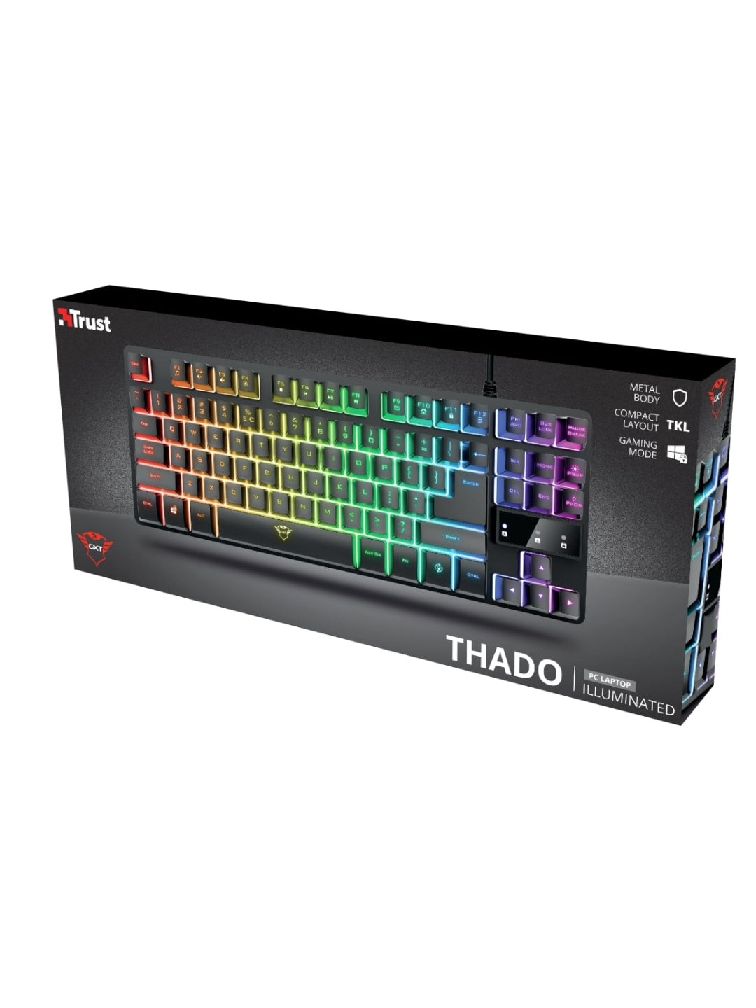 Simli membranali o'yin klaviaturasi Trust GXT 833 Thado TKL, Led, 87Key