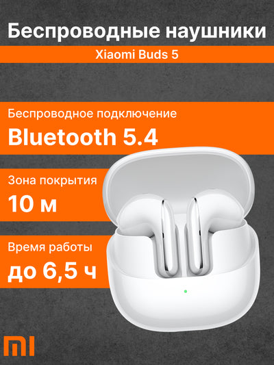 Simsiz quloqchinlar Xiaomi Buds 5, Bluetooth 5.4, Qualcomm aptX Lossless va Hi-Res Audio