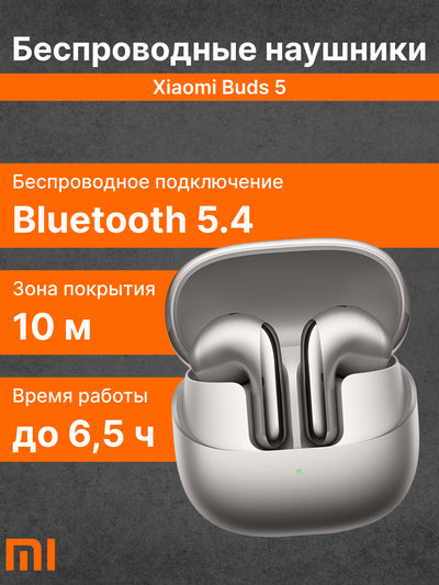 Simsiz quloqchinlar Xiaomi Buds 5, Bluetooth 5.4, Qualcomm aptX Lossless va Hi-Res Audio