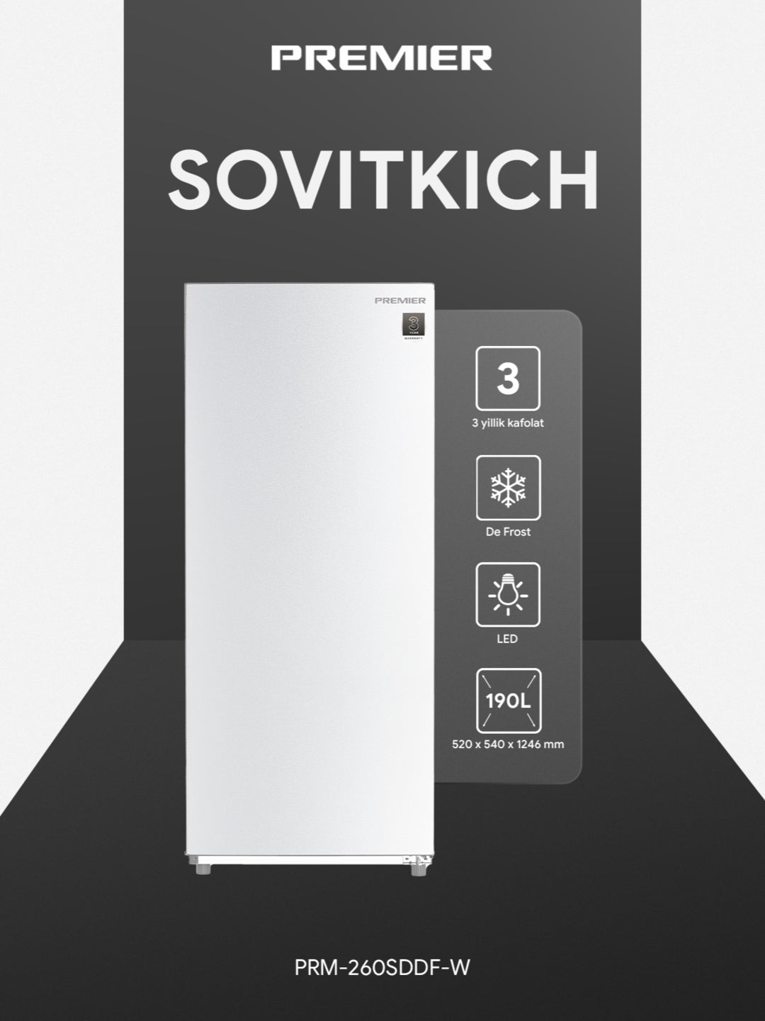 Sovutgich Premier PRM-260SDDF, 190 l