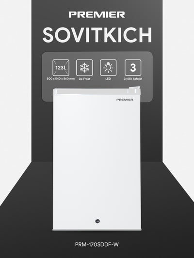 Sovutgich Premier PRM‑170 SDDF/W, 123 litr, bir kamerali, De Frost, teskari eshiklar