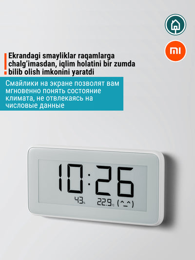 Xiaomi Mi Temperature and Humidity Monitor Clock soati, namlik va haroratni nazorat qilish