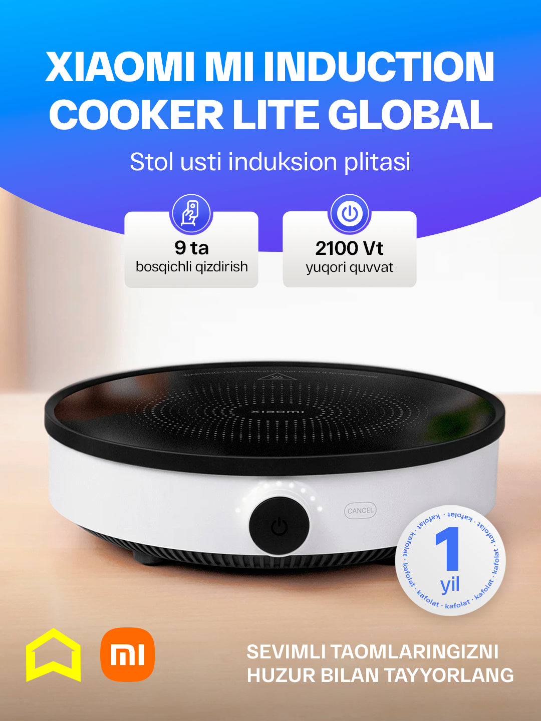 Stol usti induksion plitasi Xiaomi Mi Induction Cooker Lite Global, 9 isitish darajasi