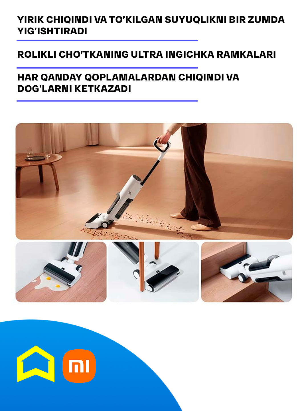 Simsiz vertikal pol uchun changyutgich Xiaomi Truclean W20 Wet Dry Vacuum EU, yuvadigan