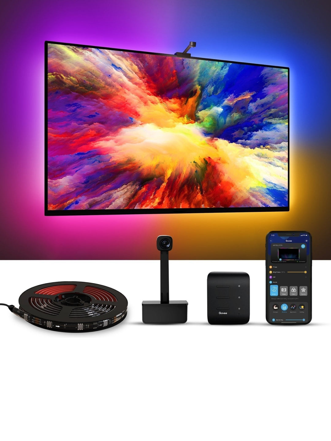Govee H6199 televizorini yoritish uchun RGBIC LED tasmasi 55-65’ RGB, qora