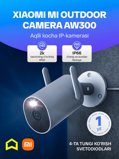 Aqlli kocha IP-kamerasi Xiaomi Mi Outdoor Camera AW300, ovozli va nurli signalizatsiya
