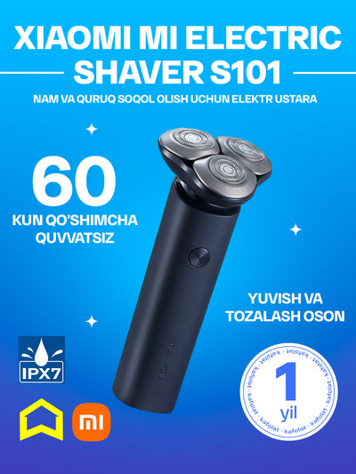 Elektr ustara Xiaomi Mi Electric Shaver S101, 60 kungacha qoshimcha quvvatlashsiz