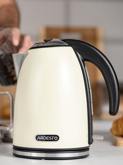 Elektr choynak Ardesto EKL-F340BG, 1.7 litr, 2150 Vt, Strix, zanglamaydigan po‘lat, sarg‘ish