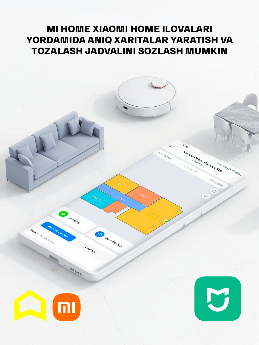 Aqlli robot changyutgich Xiaomi Mi Robot Vacuum S12 Global, quruq va nam tozalash